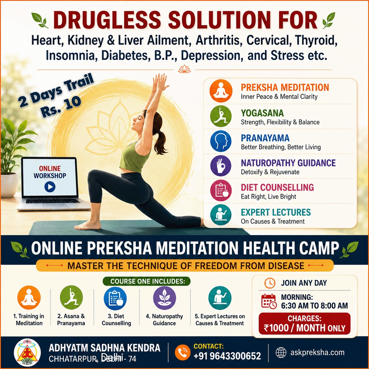 Online Preksha Meditation Health Camp (2-Days Trial)